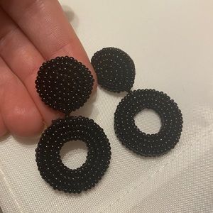 Black Beaded Earrings